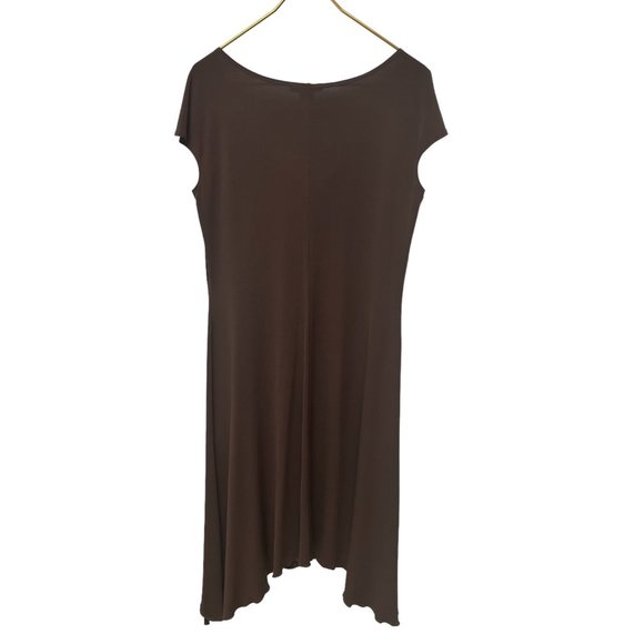 Bianca Nygard Brown Scoop Neck with Ties Cap Sleeves Dress Women's Size Medium - Picture 2 of 10